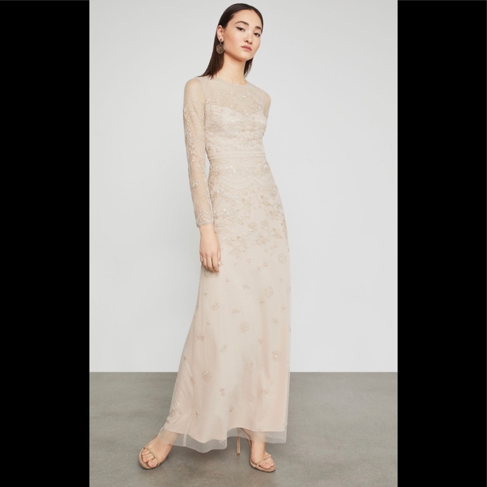 NWT BCBGMAXAZRIA Size 8 Two-Tone Embroidered Gown